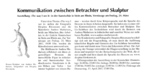 Kommunikation zwischen Betrachter und Skulptur - Presseartikel